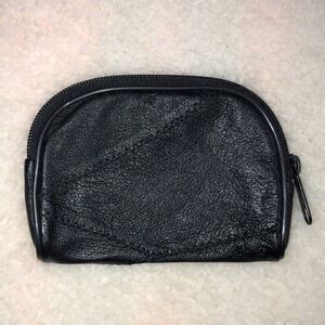 Patch Black Faux Leather Small Zip Wallet